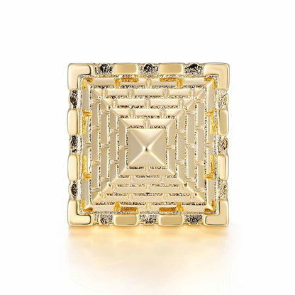 Heavy Gold Castle Pyramid Ring Size V/X/Z