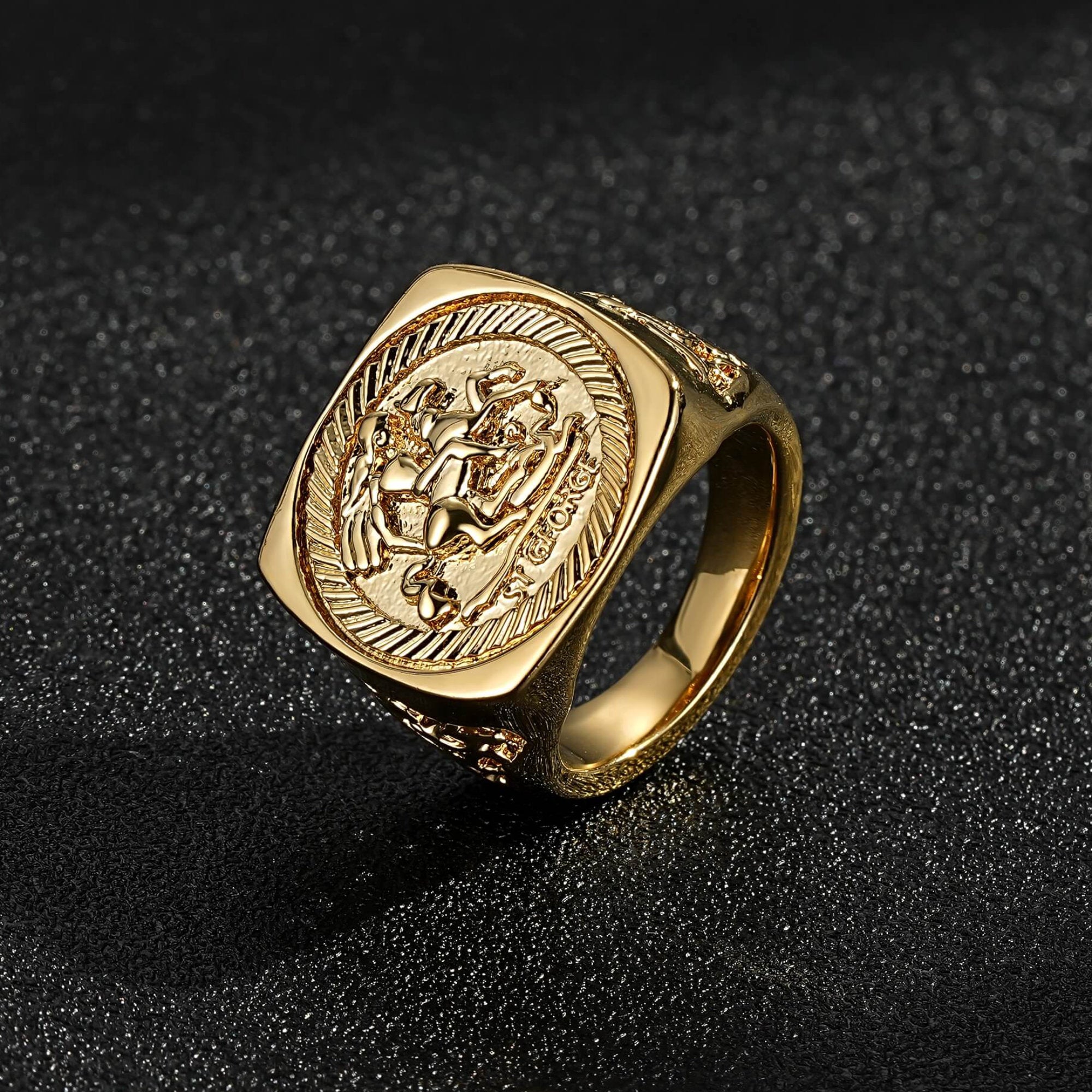 Adjustable 9ct gold-filled dragon slayer ring, 21 grams 