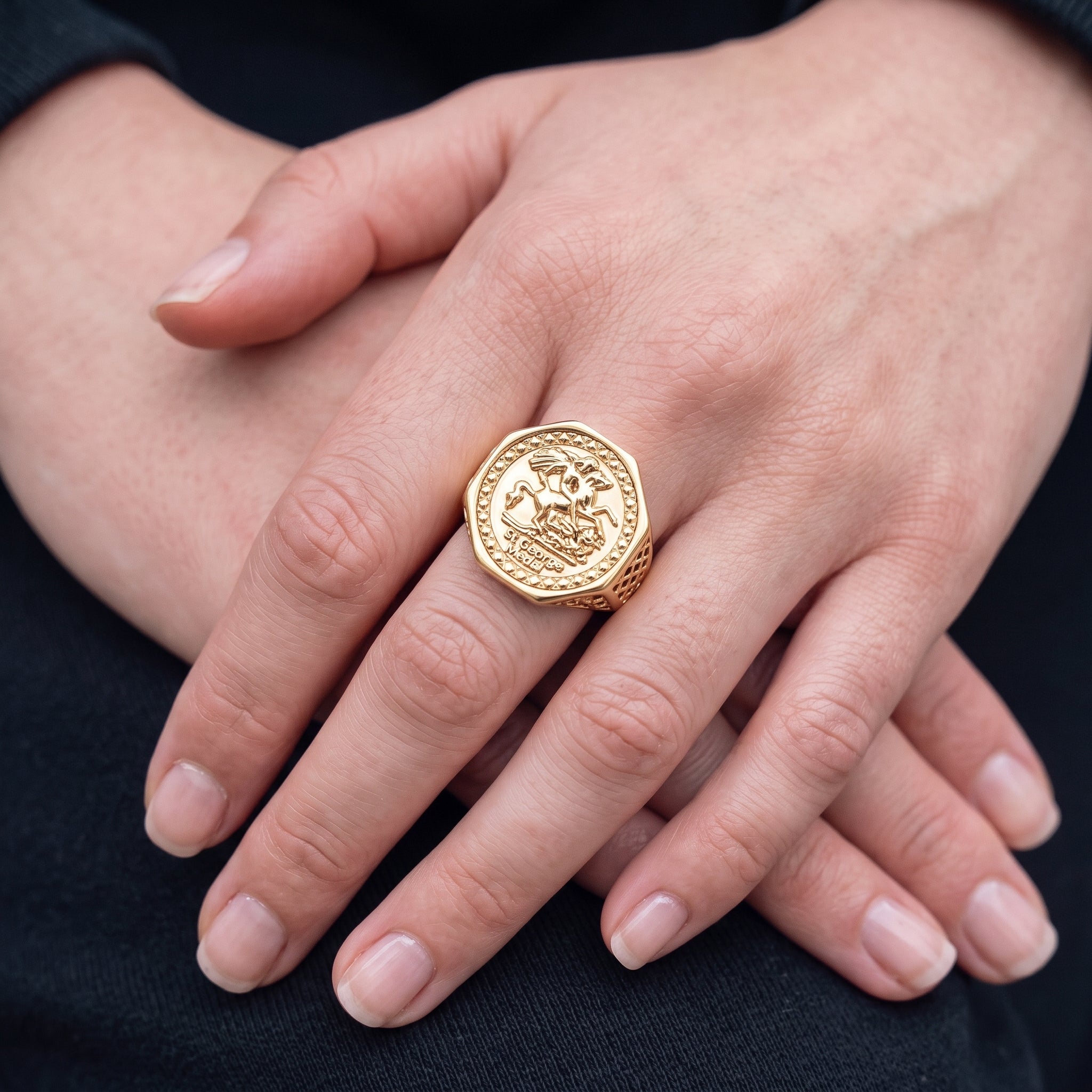 Gold Hexagon Dragon Slayer Ring