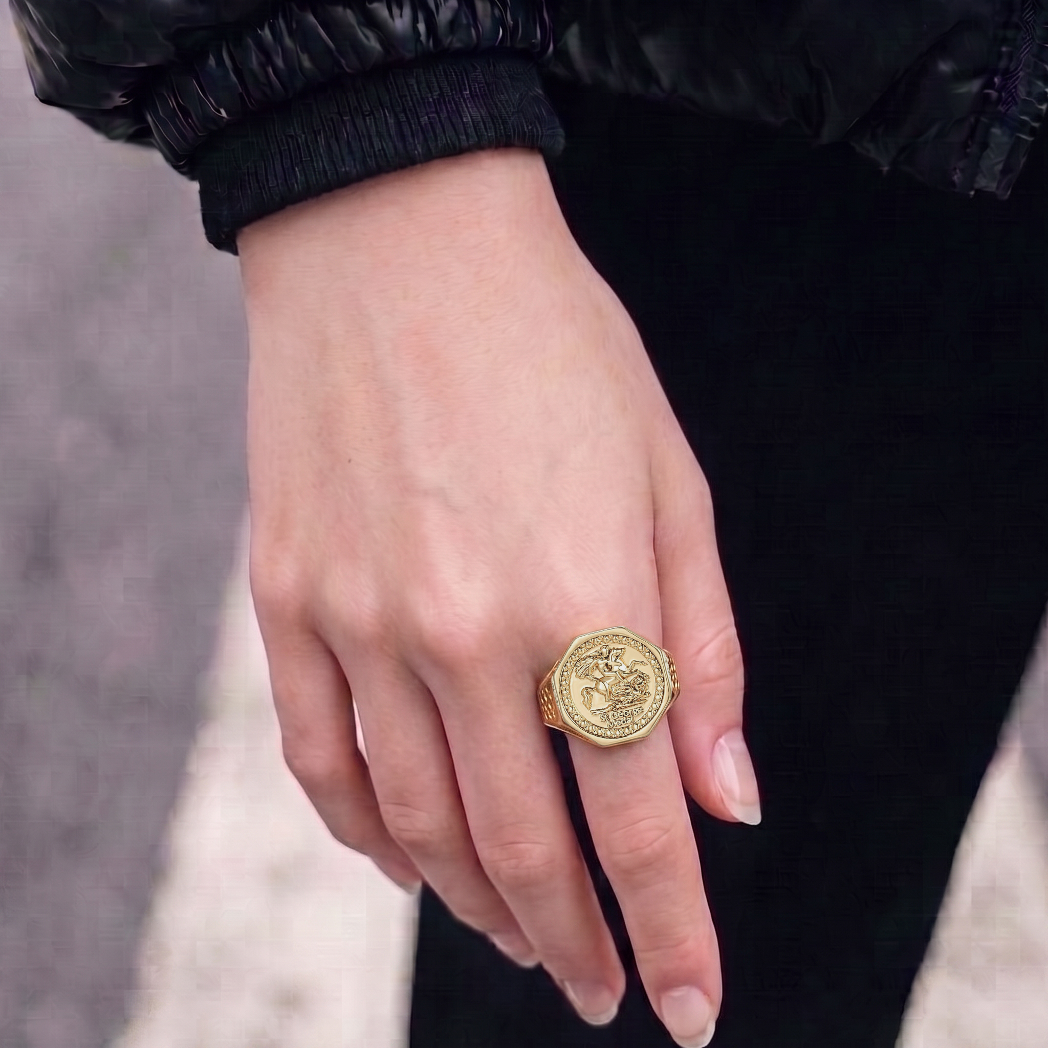 Gold Hexagon Dragon Slayer Ring