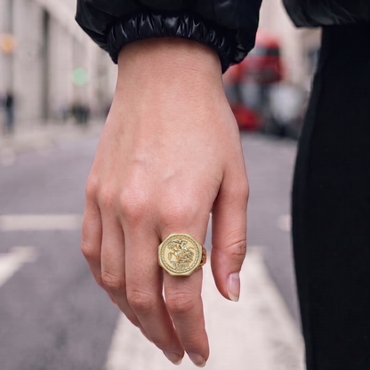 Gold Hexagon Dragon Slayer Ring