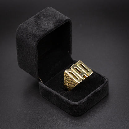 Gold Best Dad Ever Ring – Barked Sides (Sizes 10, 11, and 12)