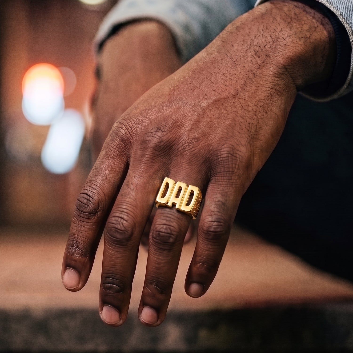 Gold Best Dad Ever Ring Barked