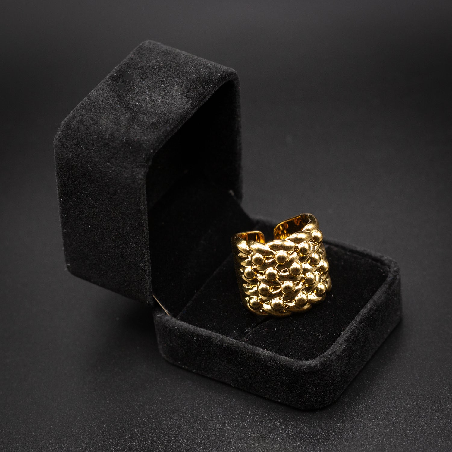 Gold 4 Row Keepers Ring Size Q Adjustable