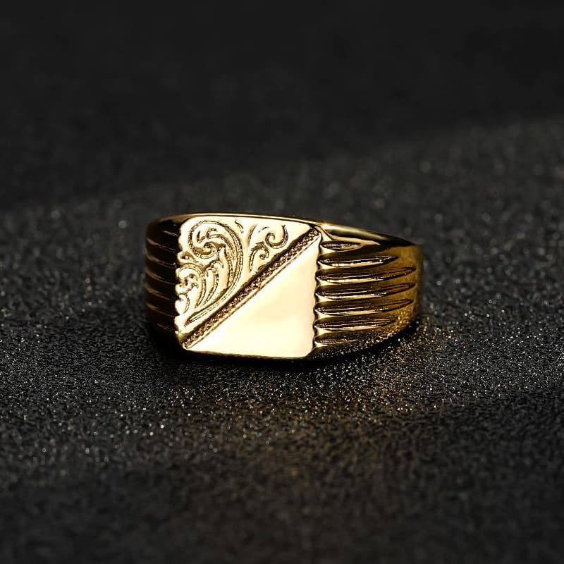 Square gold-filled signet ring with 23mm top