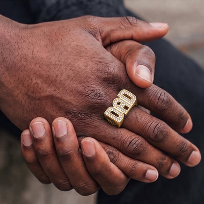 Gold Best Dad Ever Ring with Stones