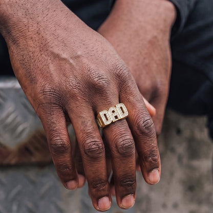 Gold Best Dad Ever Ring with Stones