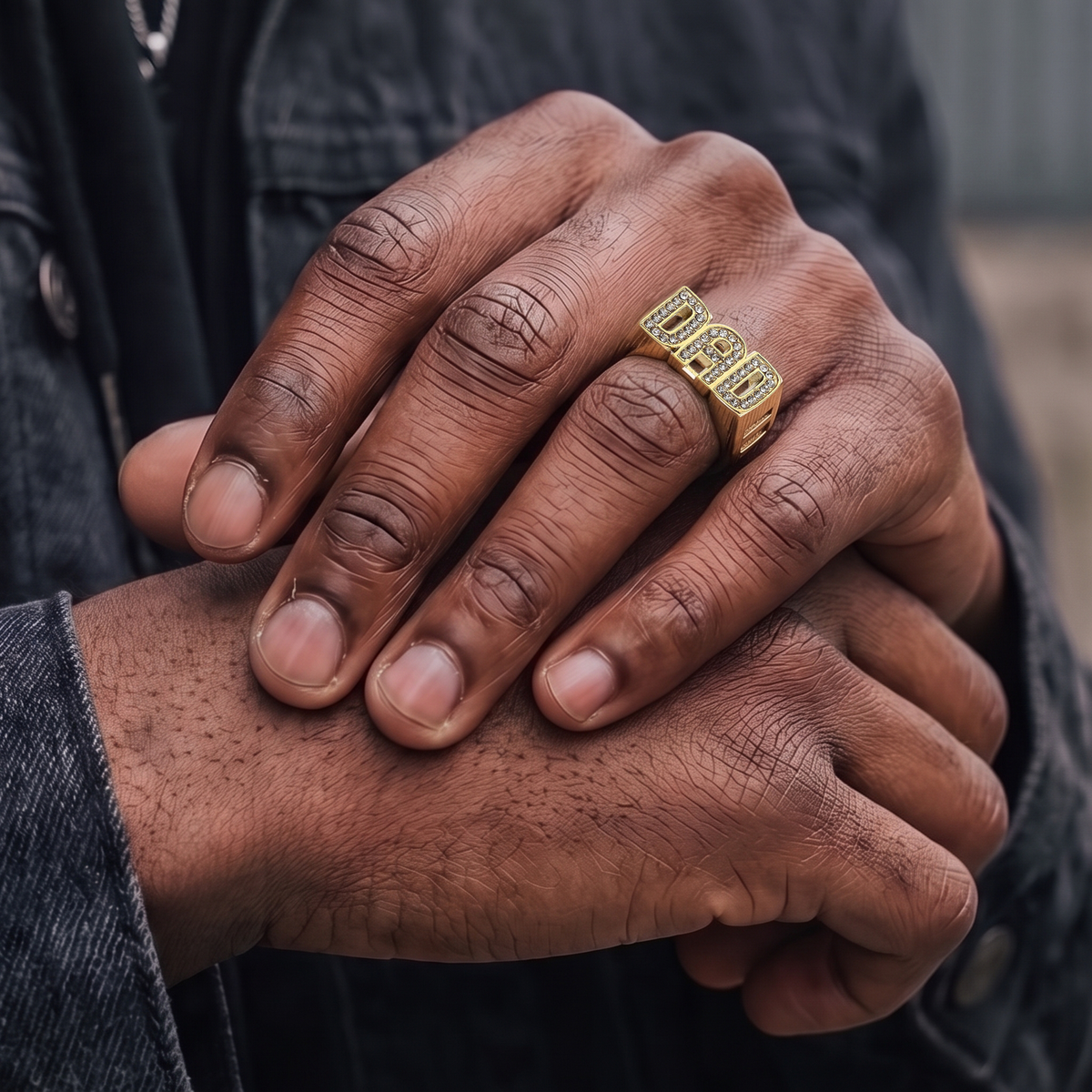 Gold Best Dad Ever Ring with Stones