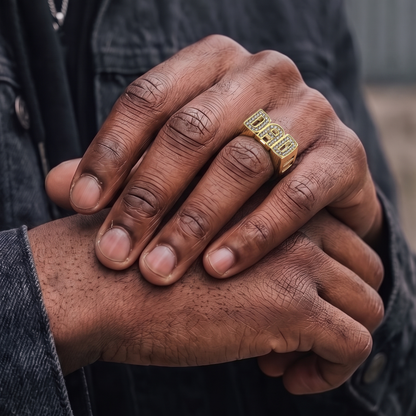 Gold Best Dad Ever Ring with Stones