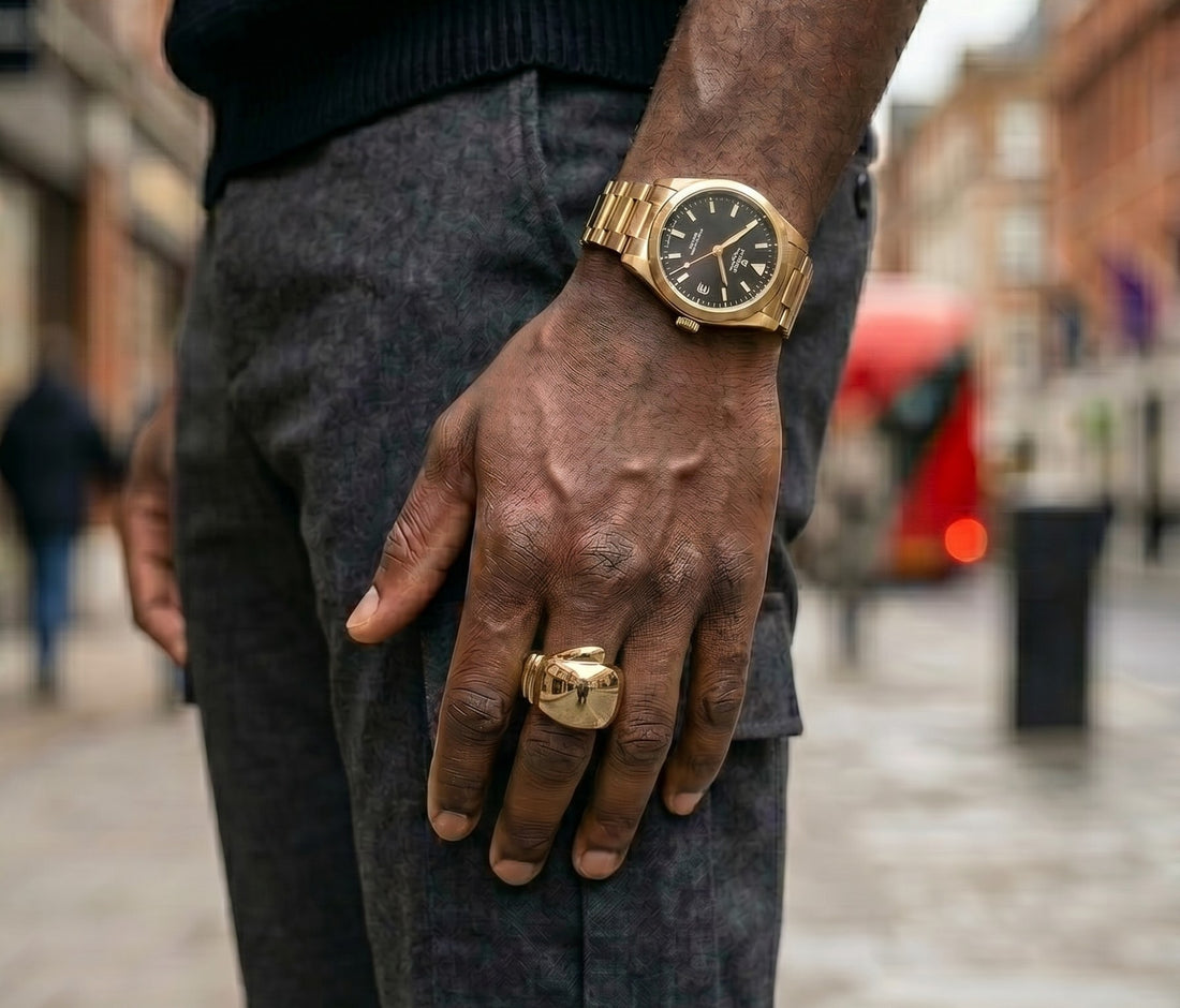 Gold Heavy Boxing Glove Signet Ring