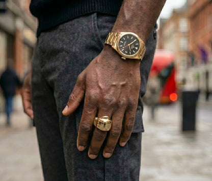 Gold Heavy Boxing Glove Signet Ring