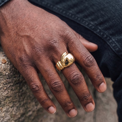 Gold Heavy Boxing Glove Signet Ring