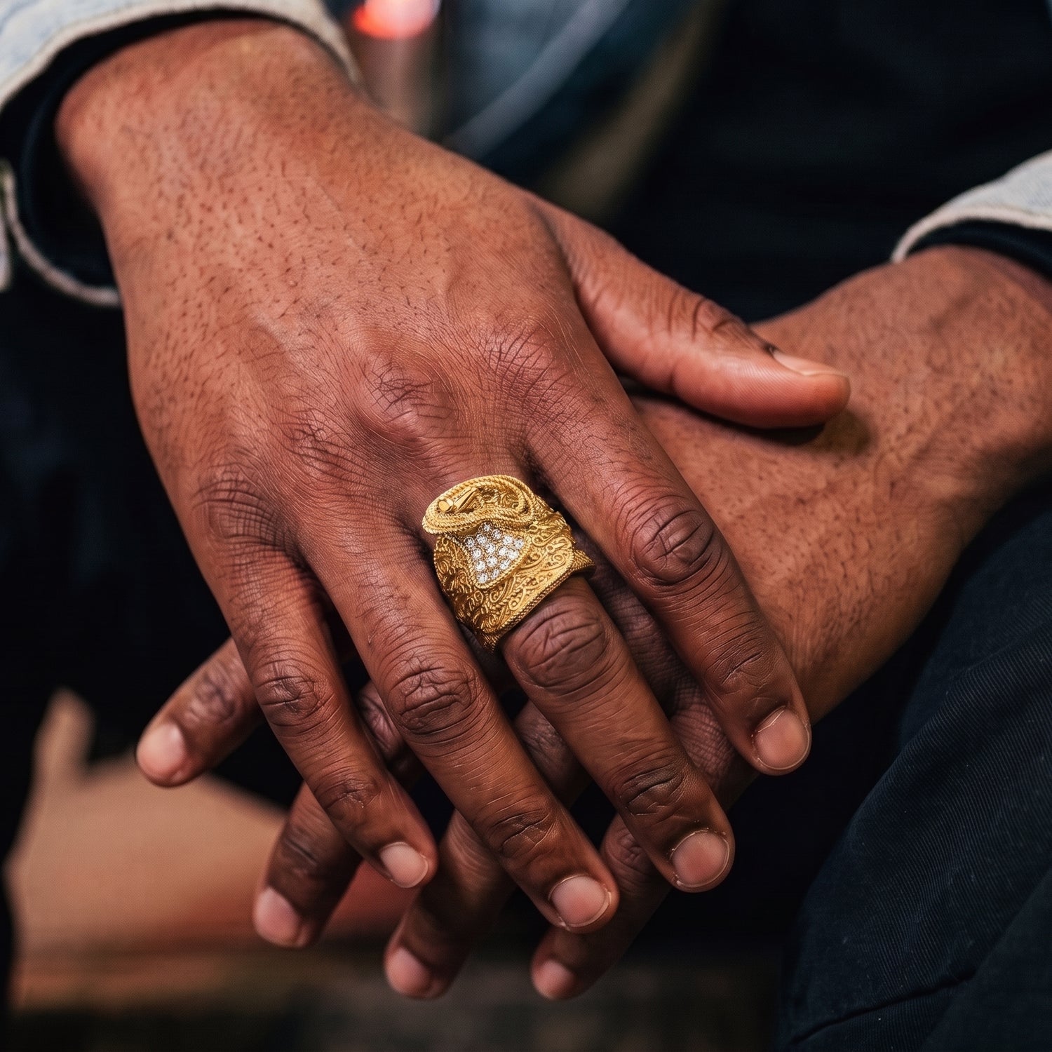 Gold Saddle Ring with Stones