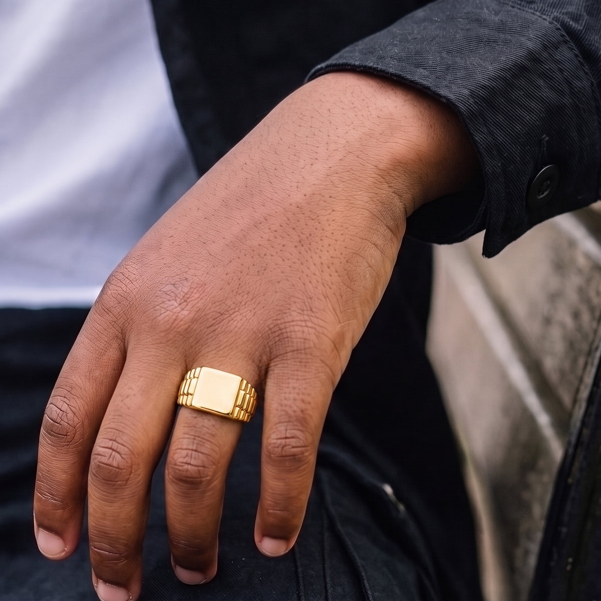 Gold Watch Link Ring