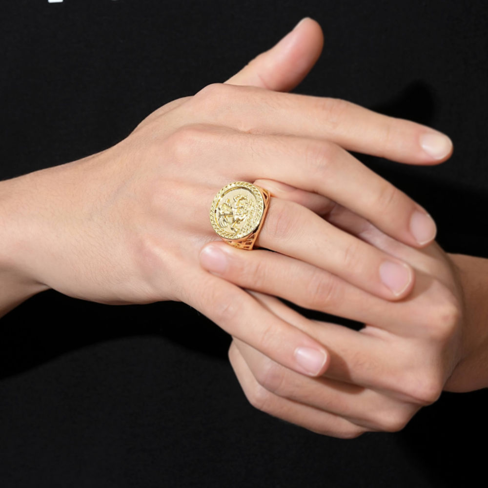 Premium Gold St George Sovereign Ring – Adjustable Size Q, Timeless &amp; Durable