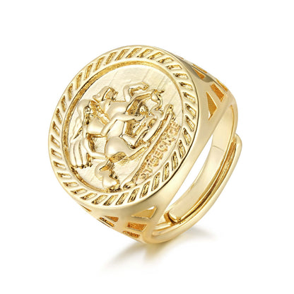 Premium Gold St George Sovereign Ring – Adjustable Size Q, Timeless &amp; Durable
