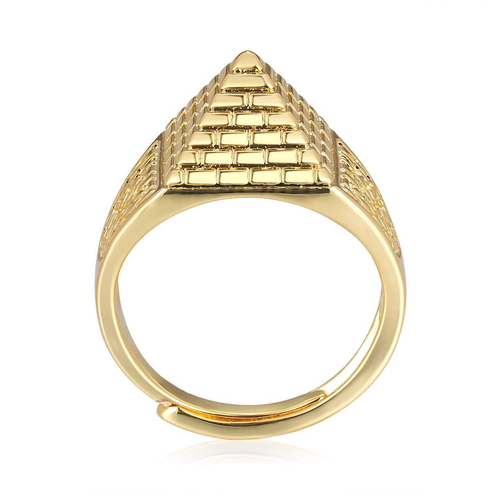 Gold pyramid ring close-up