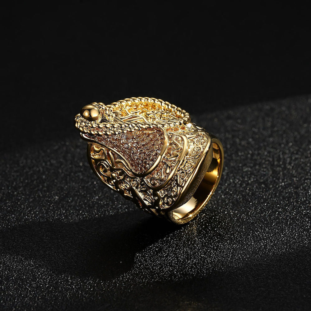 Gold ring with a saddle design