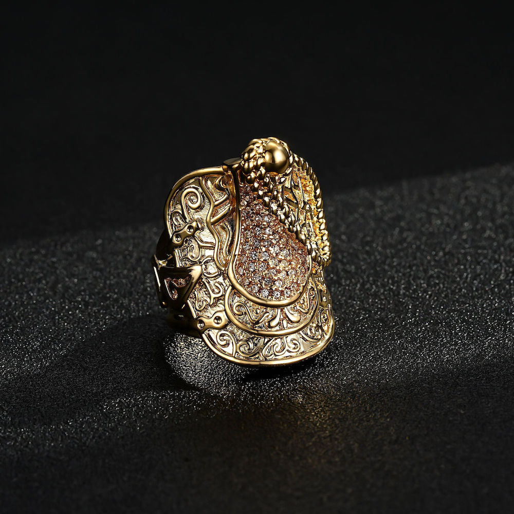 Gold-filled saddle ring with detailed craftsmanship