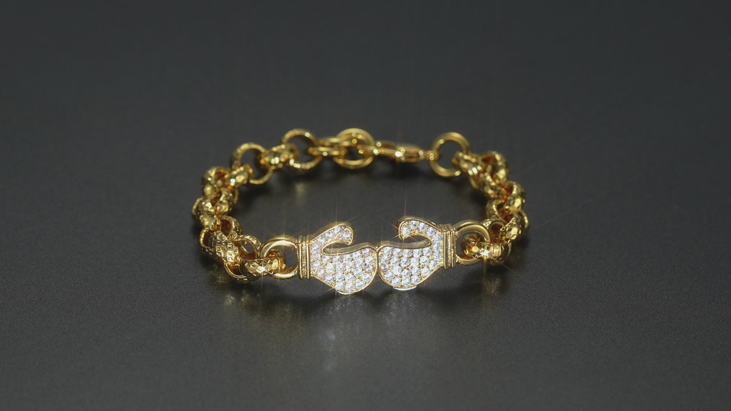 8mm Gold Boxing Gloves Belcher Bracelet 8.5 Inch