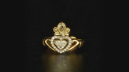 Adjustable gold-filled Claddagh ring, size 7.5 (P), 6 grams