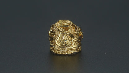 Shiny gold bonded ring with saddle style