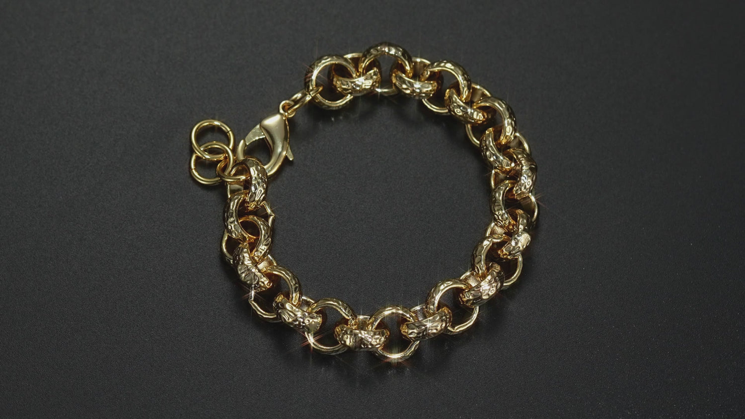 Gold-filled Belcher bracelet, 12mm width, 6 inches, 38 grams, diamond cut pattern.