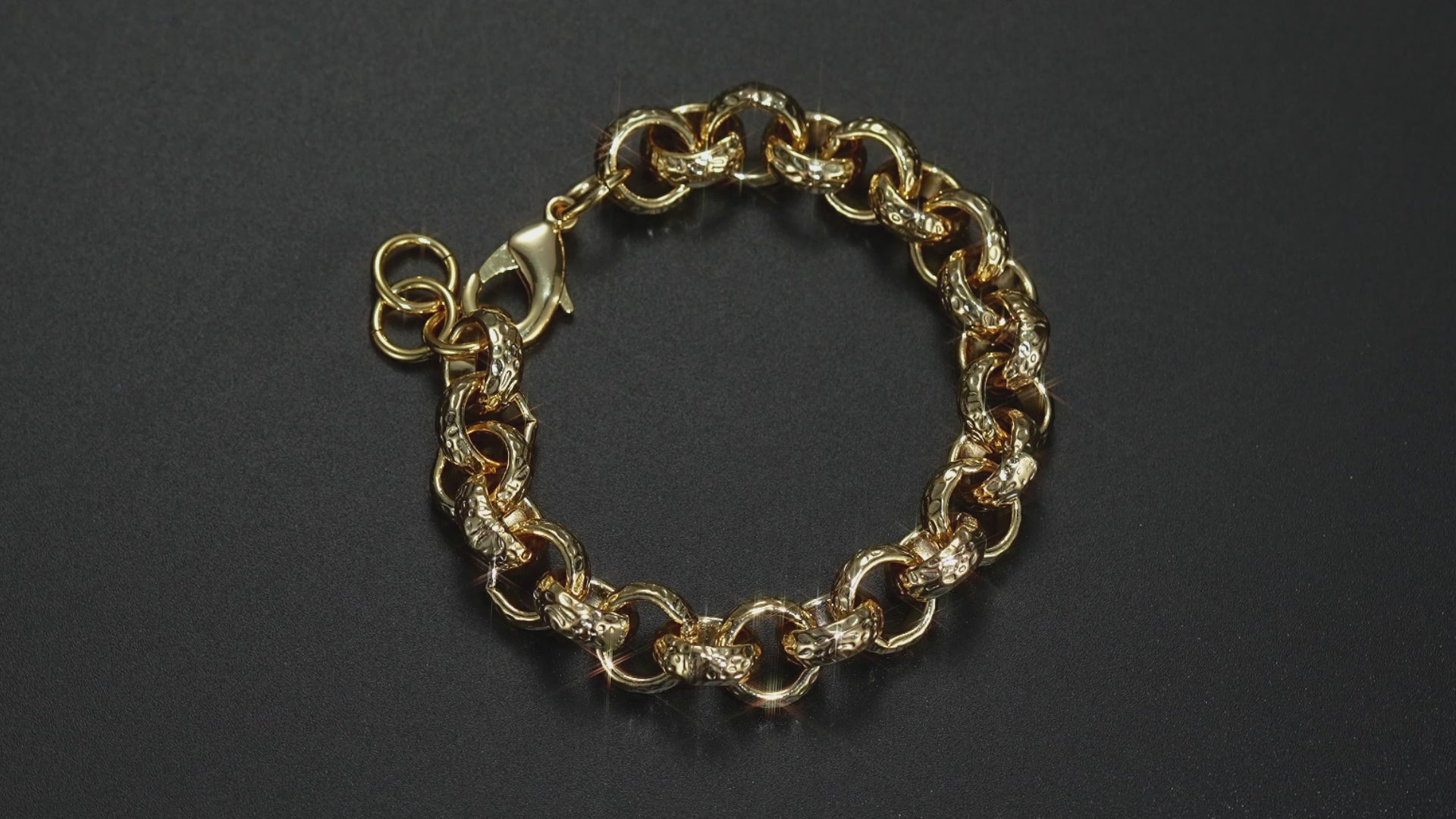 Gold-filled Belcher bracelet, 12mm width, 6 inches, 38 grams, diamond cut pattern.