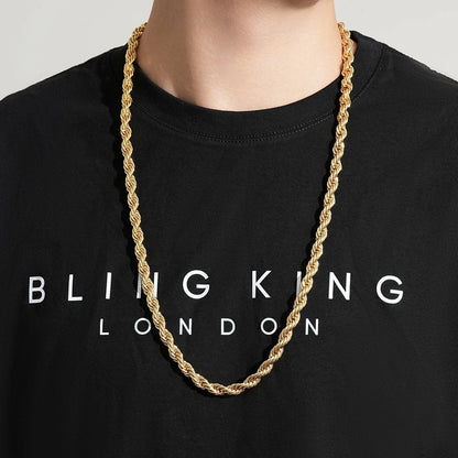 Gold Rope Chain Necklace 12mm 30inches
