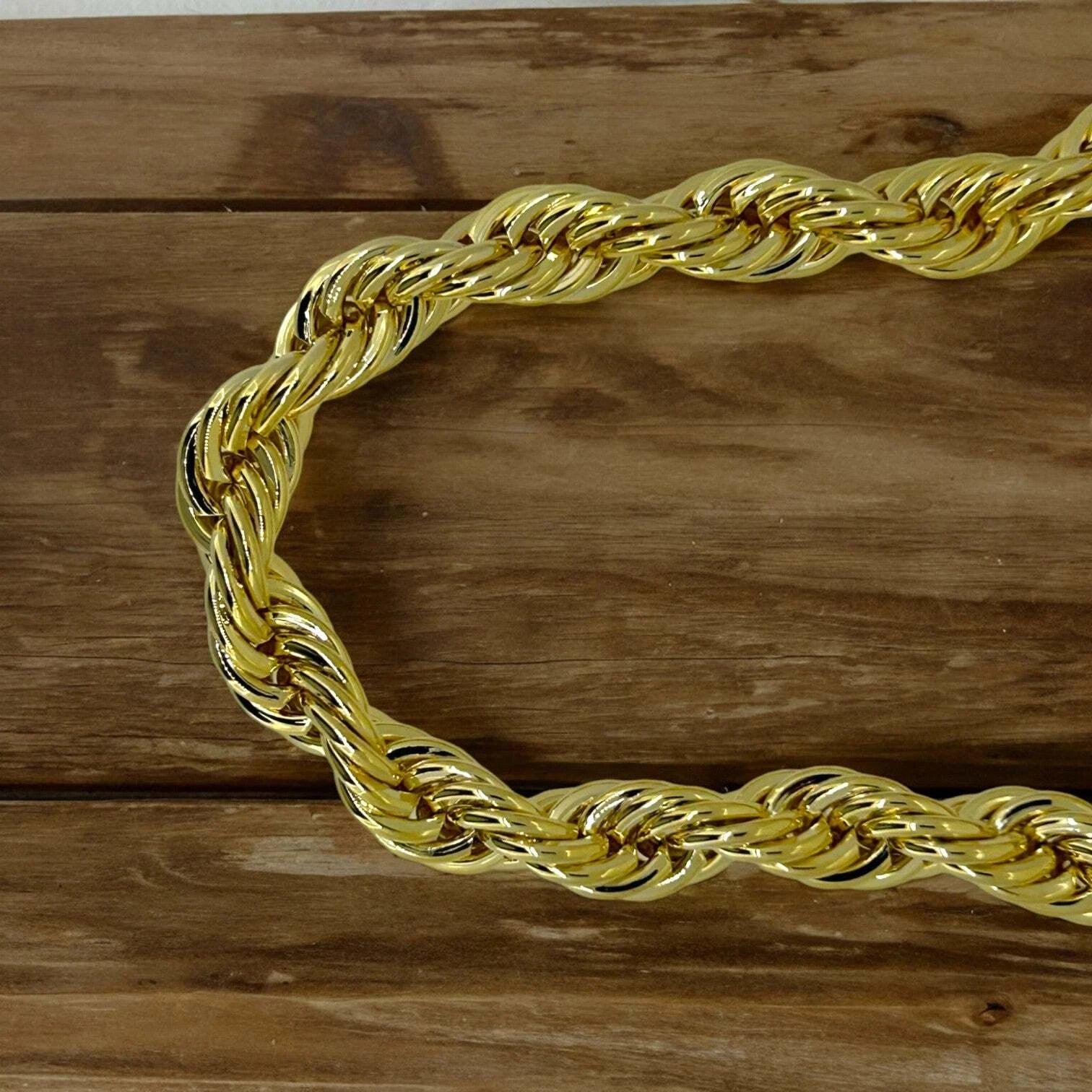 Gold Rope Chain Necklace 12mm 30inches