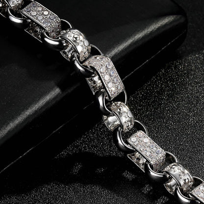 Chunky silver gypsy link bracelet, 13mm wide, 8.5-9 inches, 75 grams, Albert clasp.