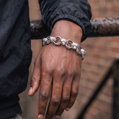 Luxury Silver 15mm Alternate Ornate Belcher Bracelet