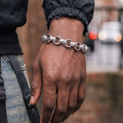 Luxury Silver 15mm Alternate Ornate Belcher Bracelet