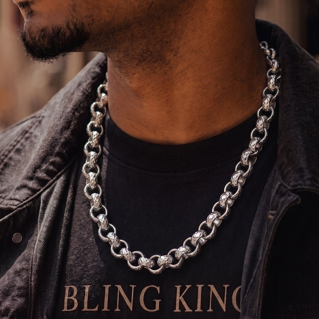 Silver Diamond-Cut Belcher Chain 8mm 30inches