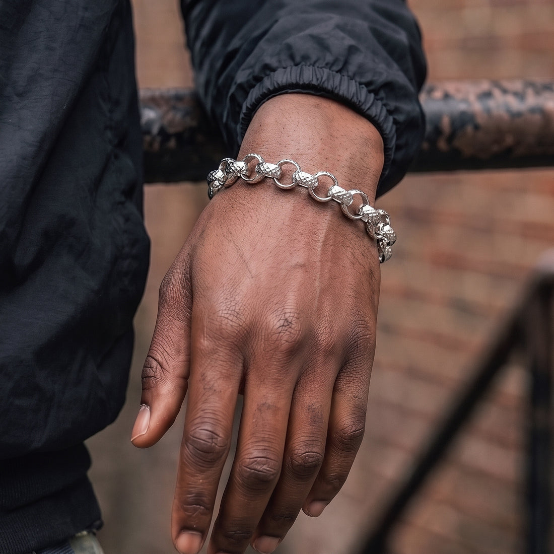 Silver Diamond-Cut Patterned Belcher Bracelet 9mm