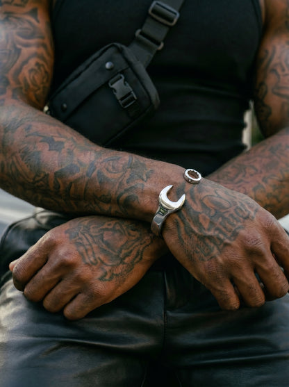 New 9mm Silver-Filled Adjustable Spanner Wrench Bangle