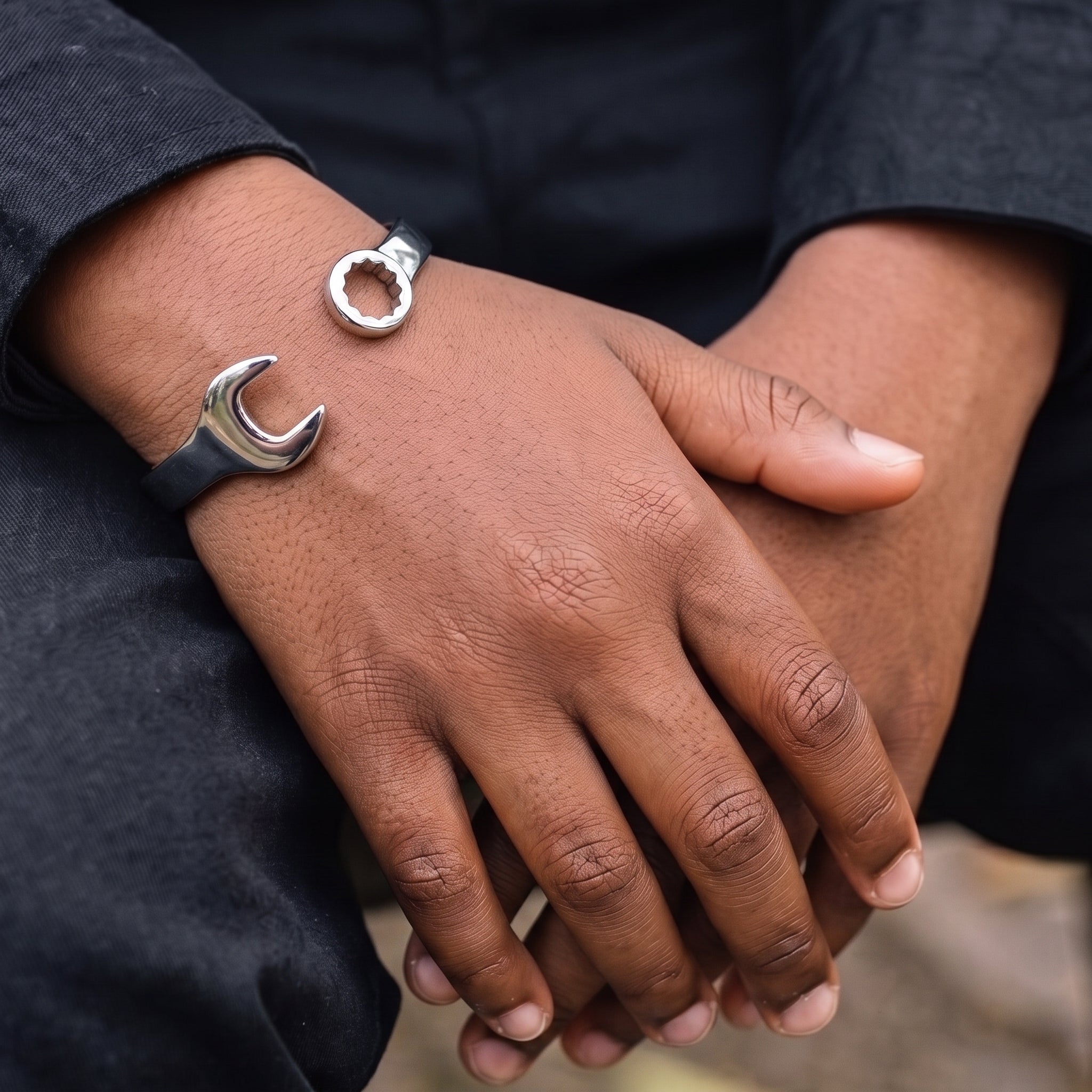 New 9mm Silver-Filled Adjustable Spanner Wrench Bangle