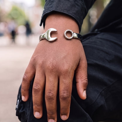 New 9mm Silver-Filled Adjustable Spanner Wrench Bangle