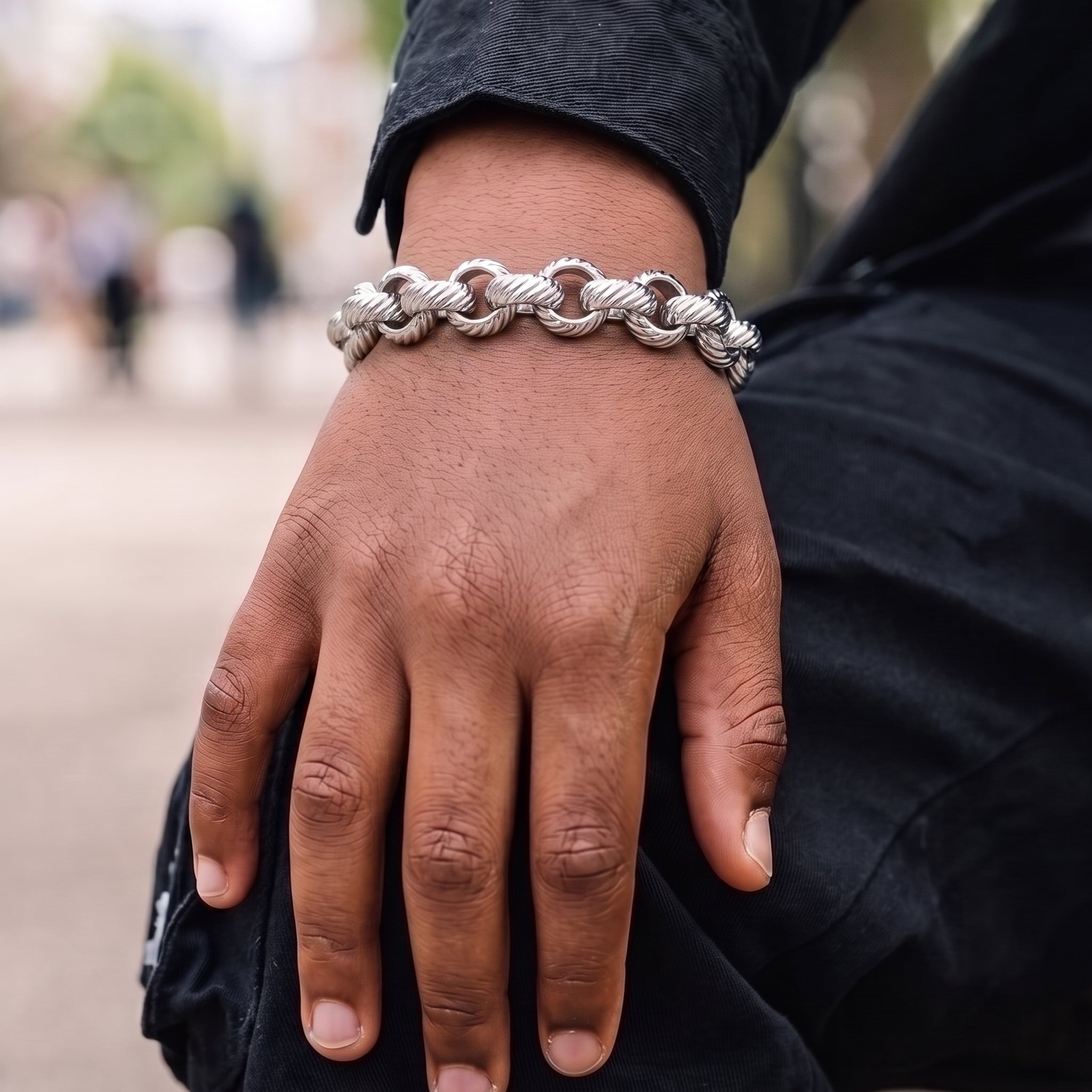 Silver Filled 9mm Lined Pattern Belcher Bracelet 8inches For Men &amp; Women