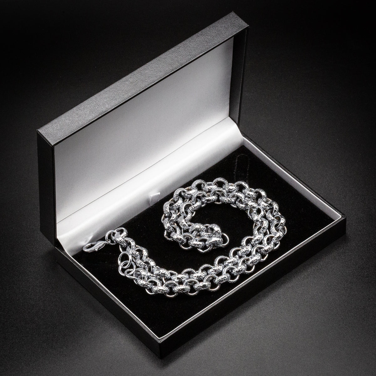 Silver Diamond-Cut Belcher Chain 12mm