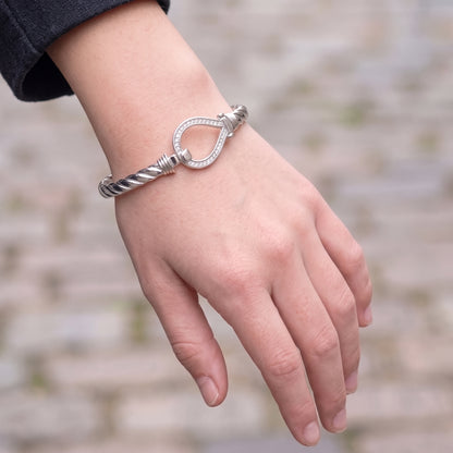 Silver Crystal Bangle 6mm