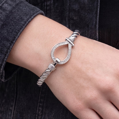 Silver Crystal Bangle 6mm