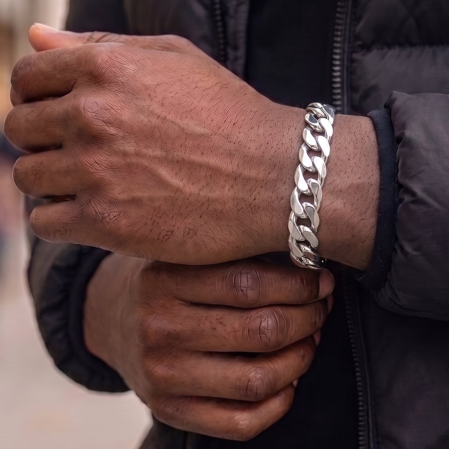 Silver Curb Bracelet 9mm