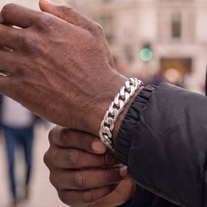 Silver Curb Bracelet 9mm