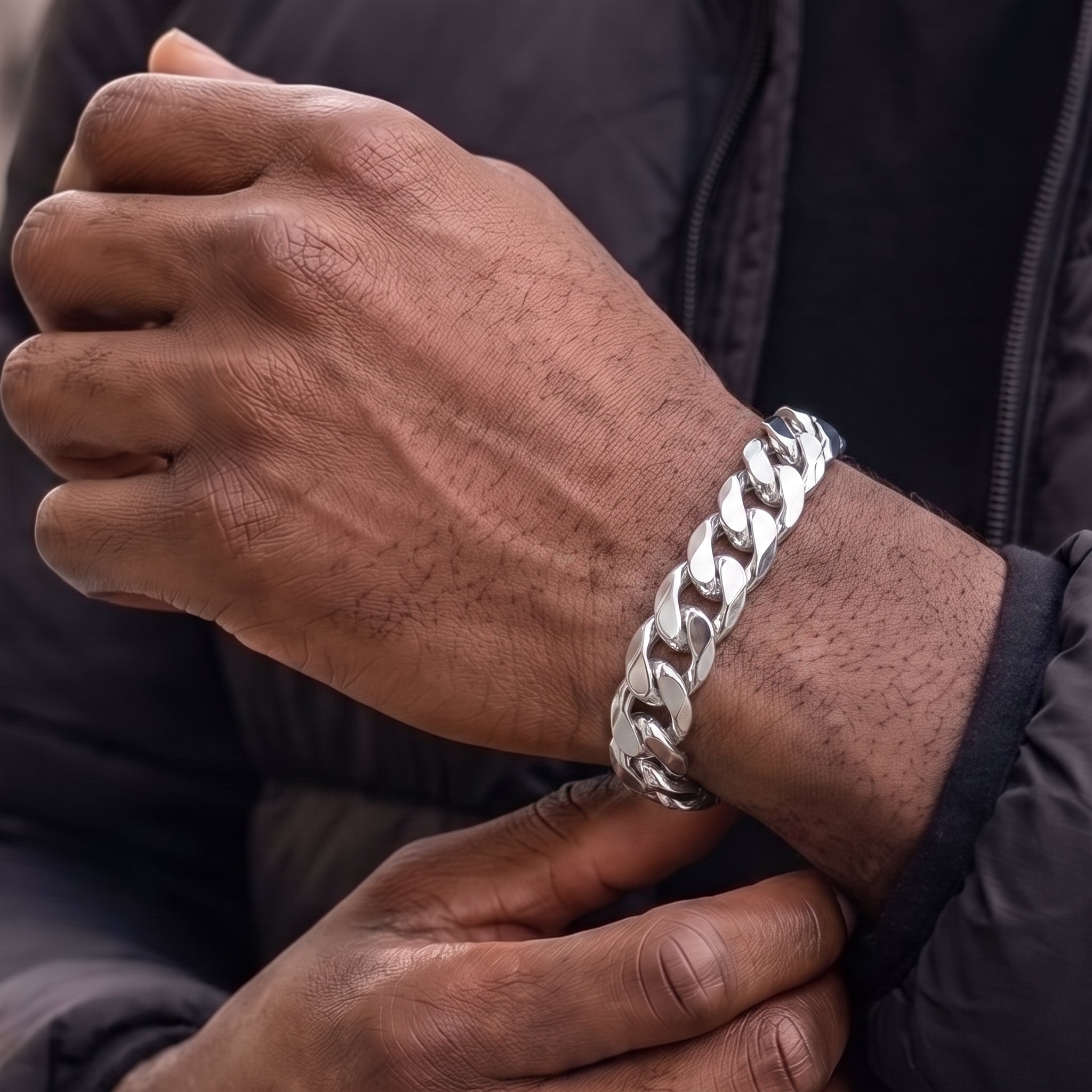 Silver Curb Bracelet 9mm