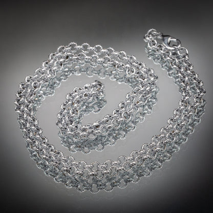 4mm Silver Diamond Cut Pattern Belcher Chain – 24 Inch