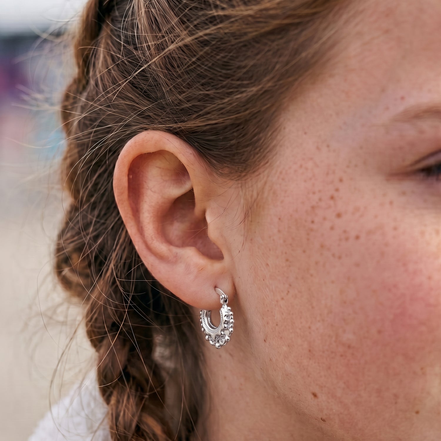 Silver Baby Gypsy Creole Earrings