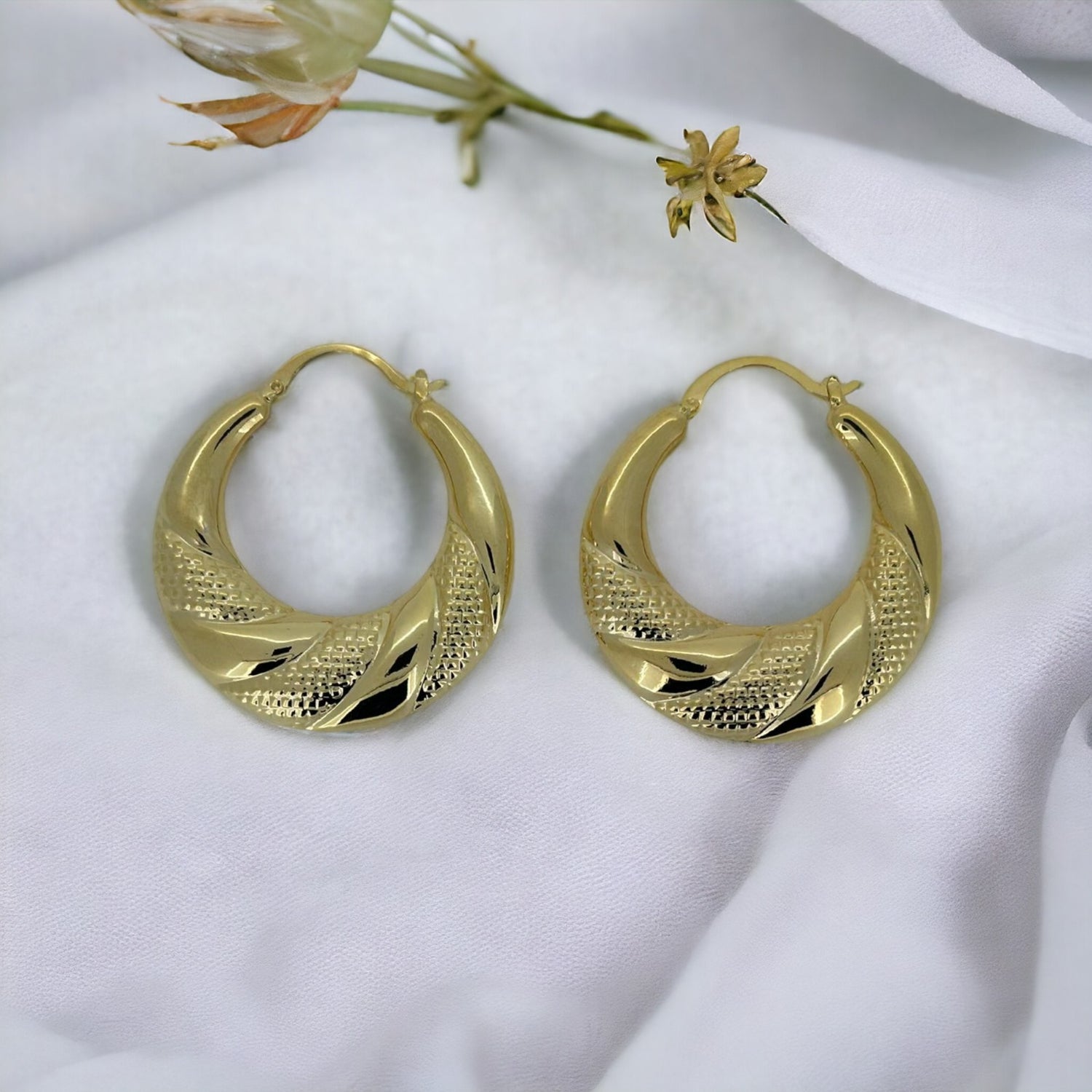 50mm Gold Round Gypsy Hoop Lightweight Earrings