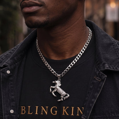Silver Horse Pendant Necklace 24inches