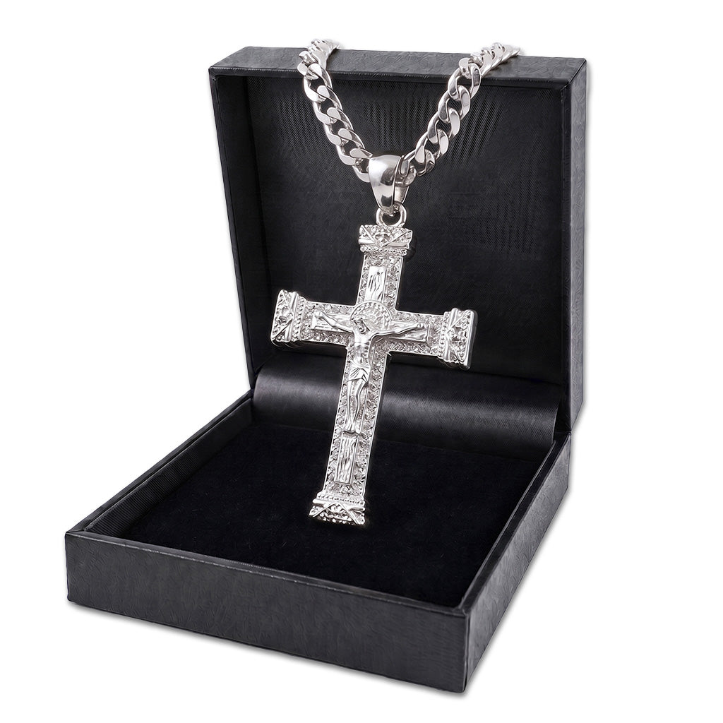 Silver Jesus Crucifix Pendant Necklace 24inches